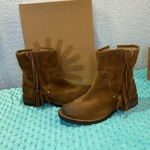 UGG Tan Suede Fringe Ankle Boots